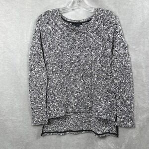 Sanctuary Marled Knit Sweater Womens S High‎ Low Hem Black Gray Cozy Minimalist